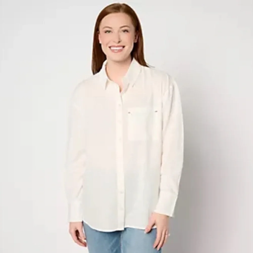 BEAUTIFUL BY LAWRENCE ZARIAN COTTON BOYFRIEND SHIRT PLUS SZ 1X - Picture 2 of 5